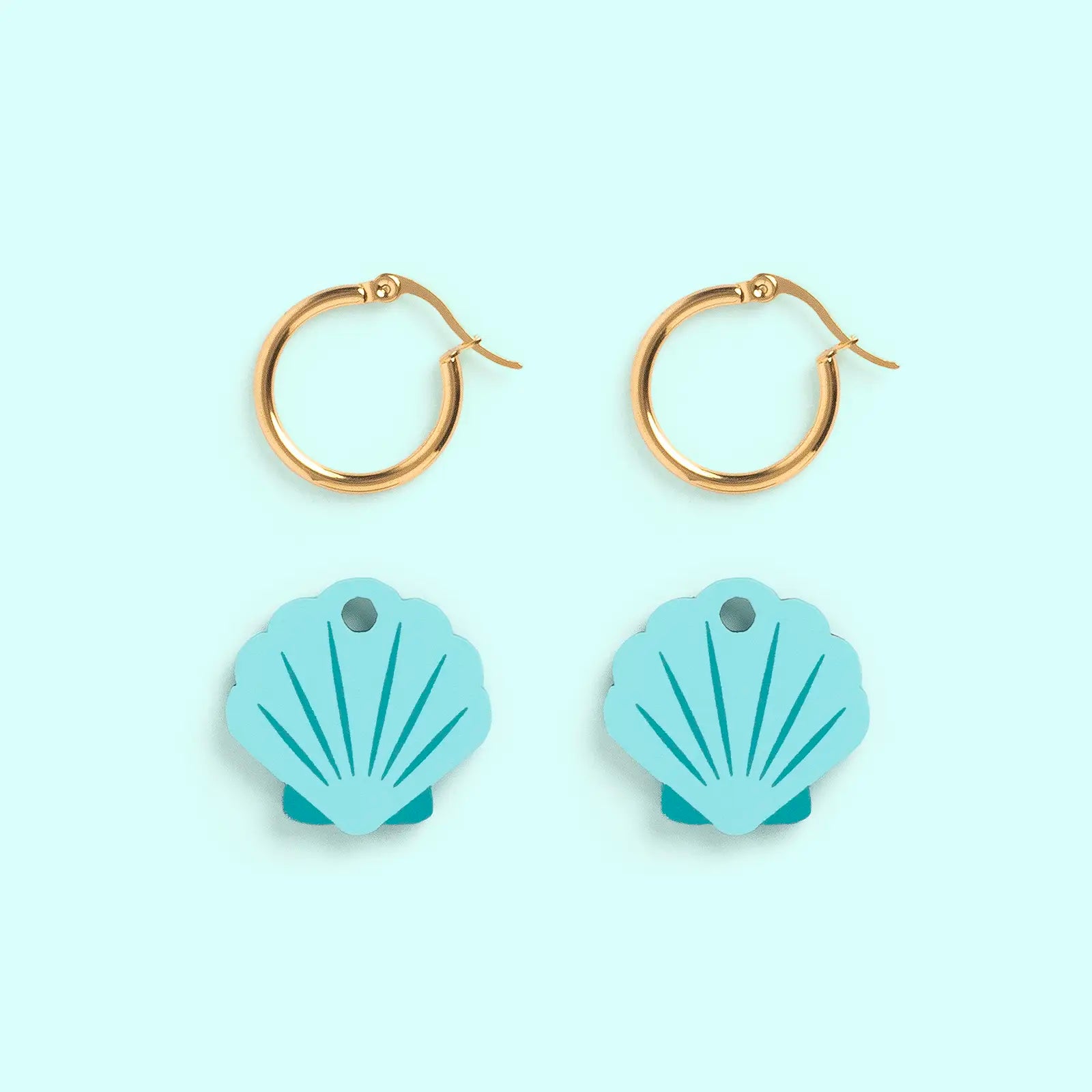 Pendientes Concha de Mar Nature Vibes - Acero Quirúrgico y Baño de Oro 18k - Resetea_2