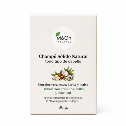 Champú Sólido para Cabello Normal 80 g | Aloe Vera, Karité y Malva | Hidratación y Brillo | M&On Naturals_0