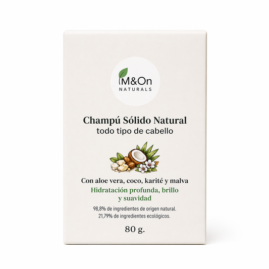 Champú Sólido para Cabello Normal 80 g | Aloe Vera, Karité y Malva | Hidratación y Brillo | M&On Naturals_0