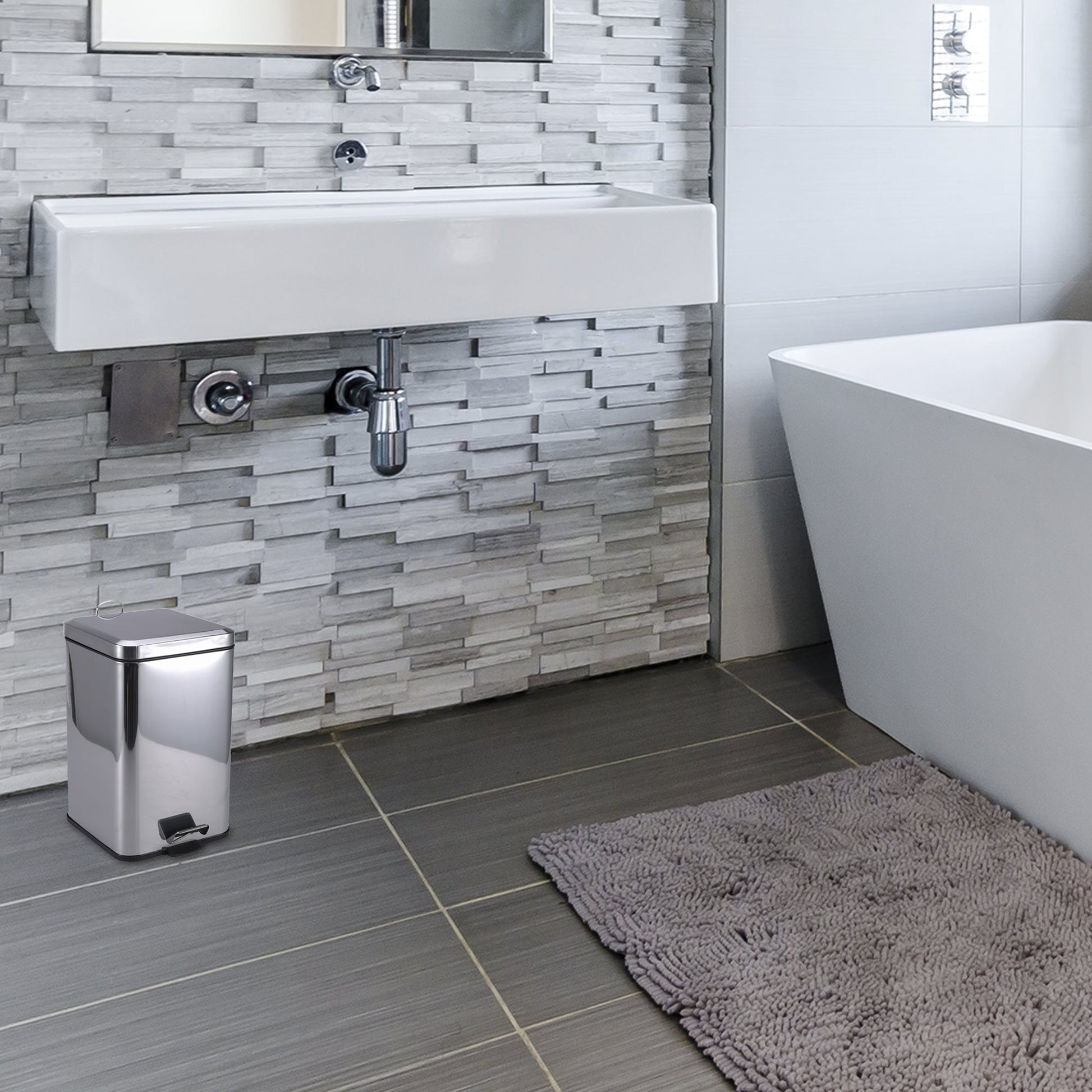 Cubo De Basura Con Pedal Protenrop En Color Metalizado Fabricado En Acero Inoxidable 16 X 16 X 25,5 Cms_5