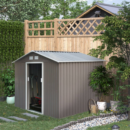 Outsunny Caseta De Jardín De Exterior 4,9 M² 277x195x192 Cm Gris_1