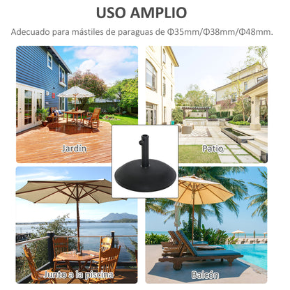 Outsunny Base Para Sombrilla Redonda 25 Kg Soporte De Parasol De Cemento Negro_5