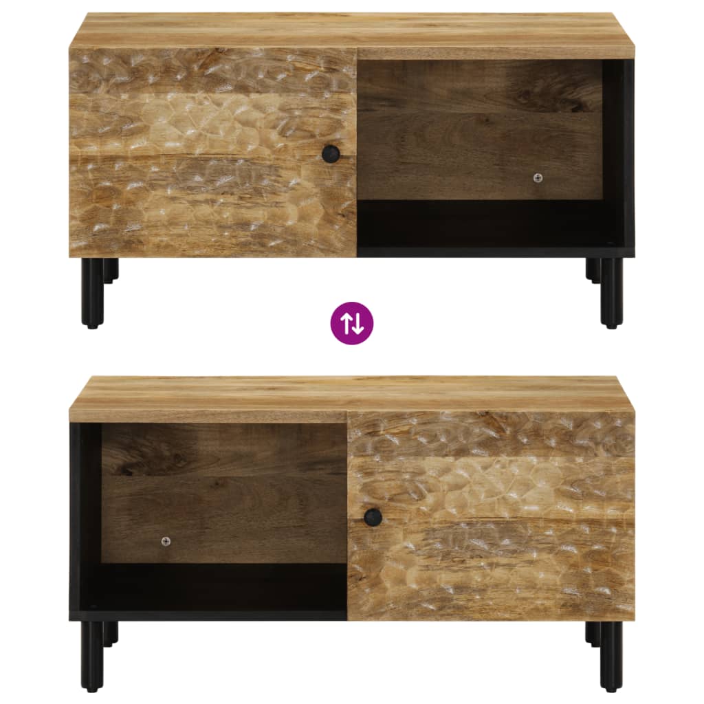Mesa De Centro De Madera Maciza De Mango 80x50x40 Cm_4