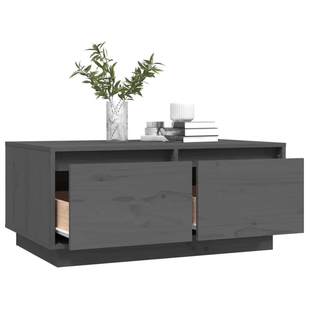 Mesa De Centro Madera Maciza De Pino Gris 80x50x35 Cm_3