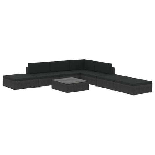 Vidaxl Set De Sofás De Jardín 8 Piezas Y Cojines Ratán Sintético Negro_0