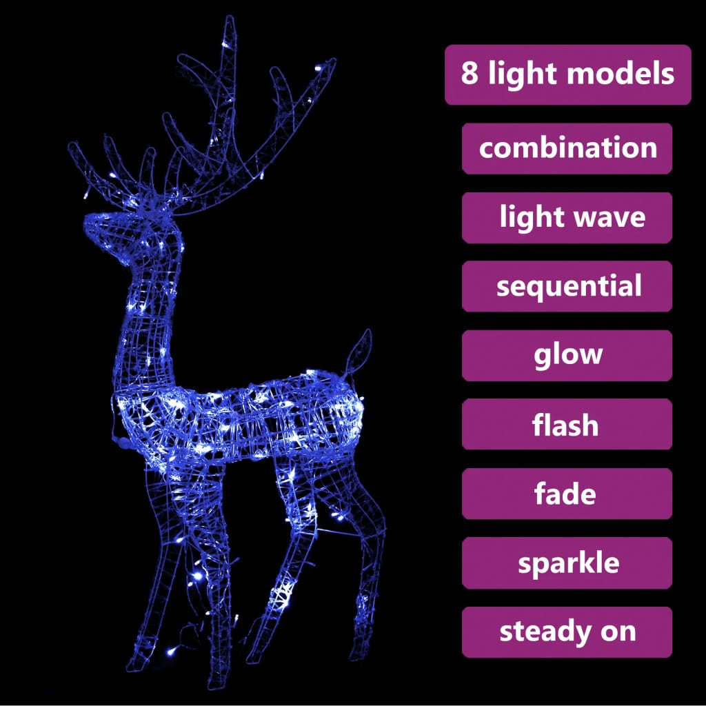 Vidaxl Adorno De Reno De Navidad Acrílico Azul 140 Leds 120 Cm_4
