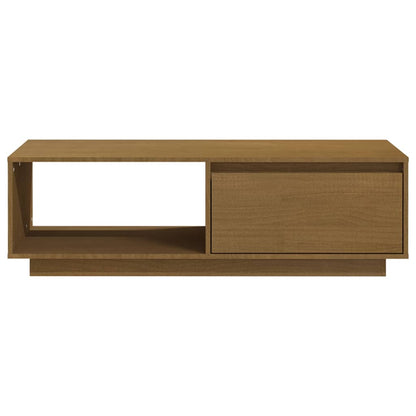 Mesa De Centro De Madera Maciza Pino Marrón Miel 110x50x33,5 Cm_3