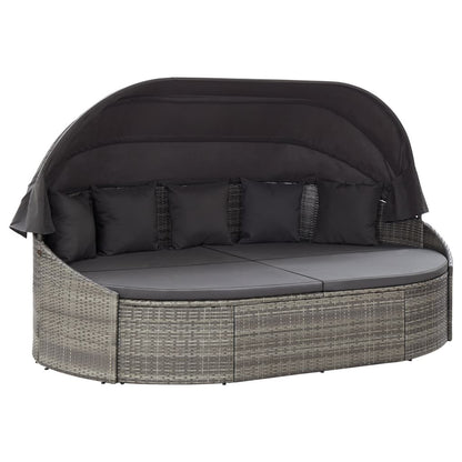 Vidaxl Tumbona De Jardín Con Dosel De Ratán Sintético Gris_0