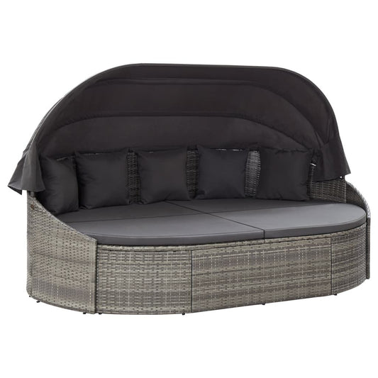 Vidaxl Tumbona De Jardín Con Dosel De Ratán Sintético Gris_0