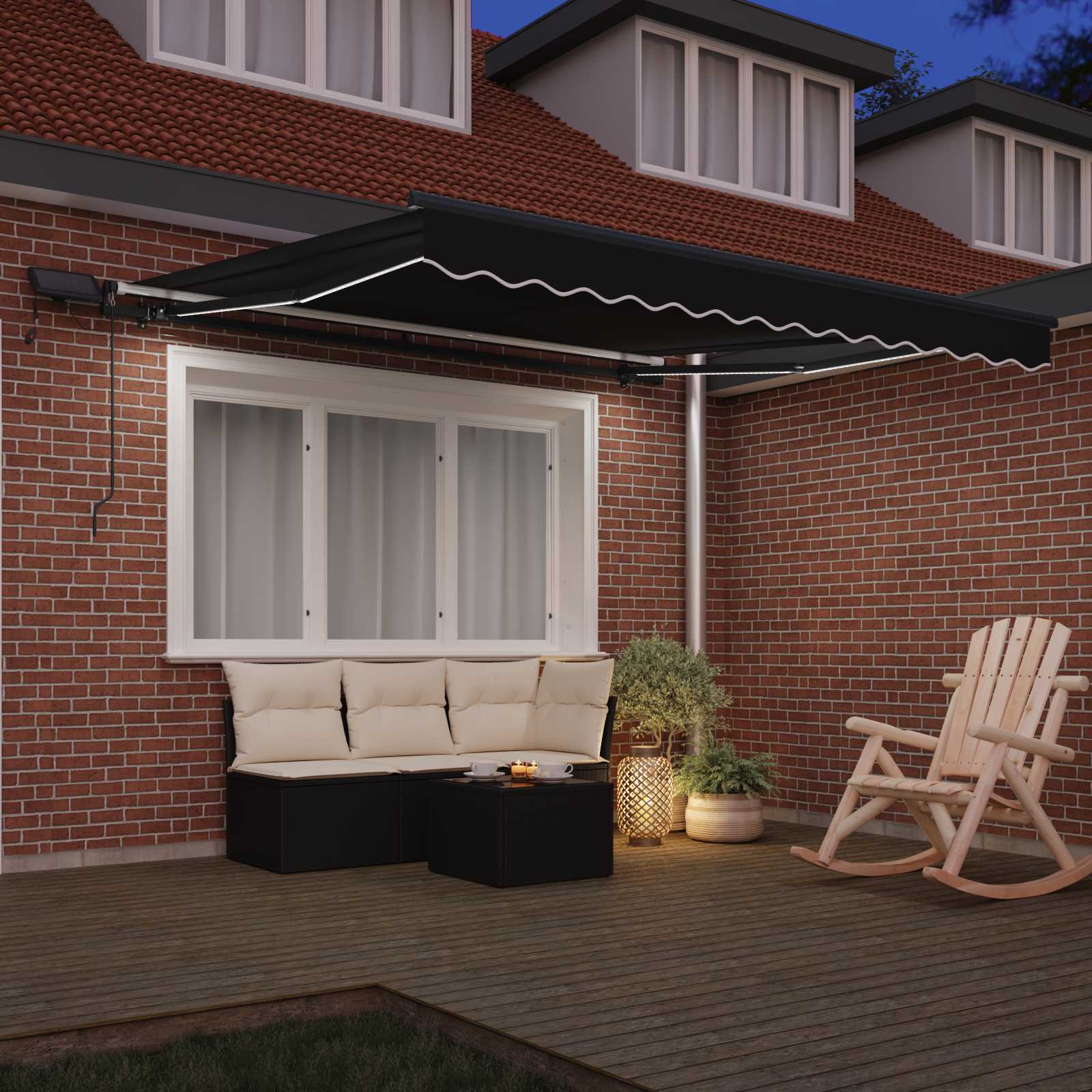 Toldo Retráctil Negro 300 X 250 Cm Tela Y Aluminio_2