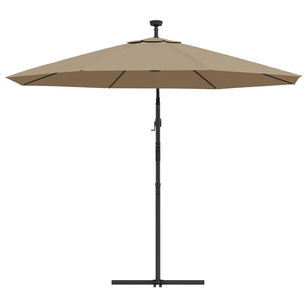 Sombrilla Voladiza Con Luces Led Y Poste Acero Taupe 300 Cm_4
