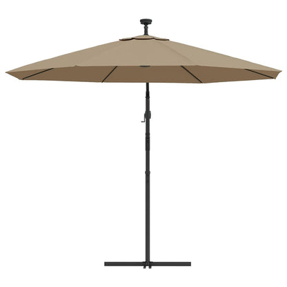 Sombrilla Voladiza Con Luces Led Y Poste Acero Taupe 300 Cm_4