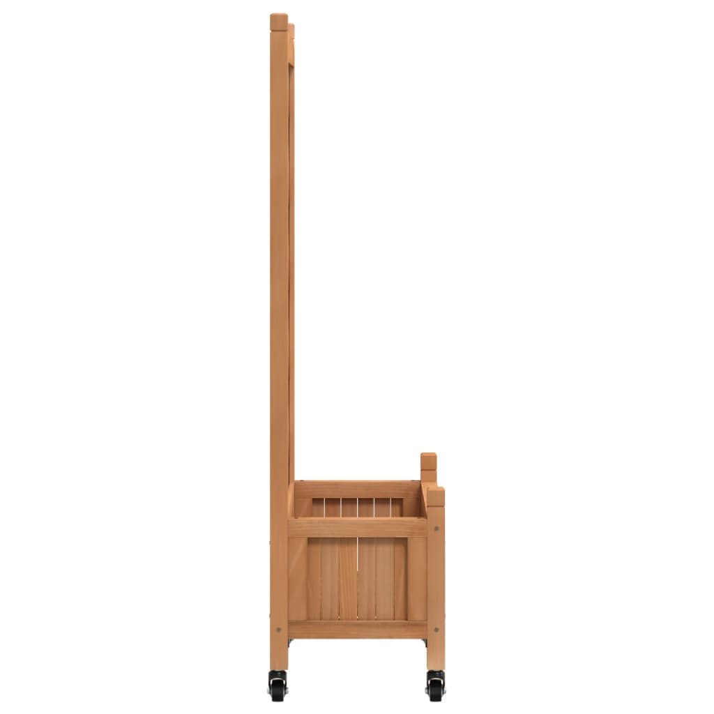 Jardinera Con Enrejado Y Ruedas Madera Maciza De Abeto Marrón_4