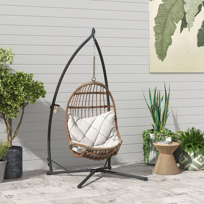 Outsunny Soporte Para Silla Colgante De Acero Con Base Establey Portavaso Negro_1