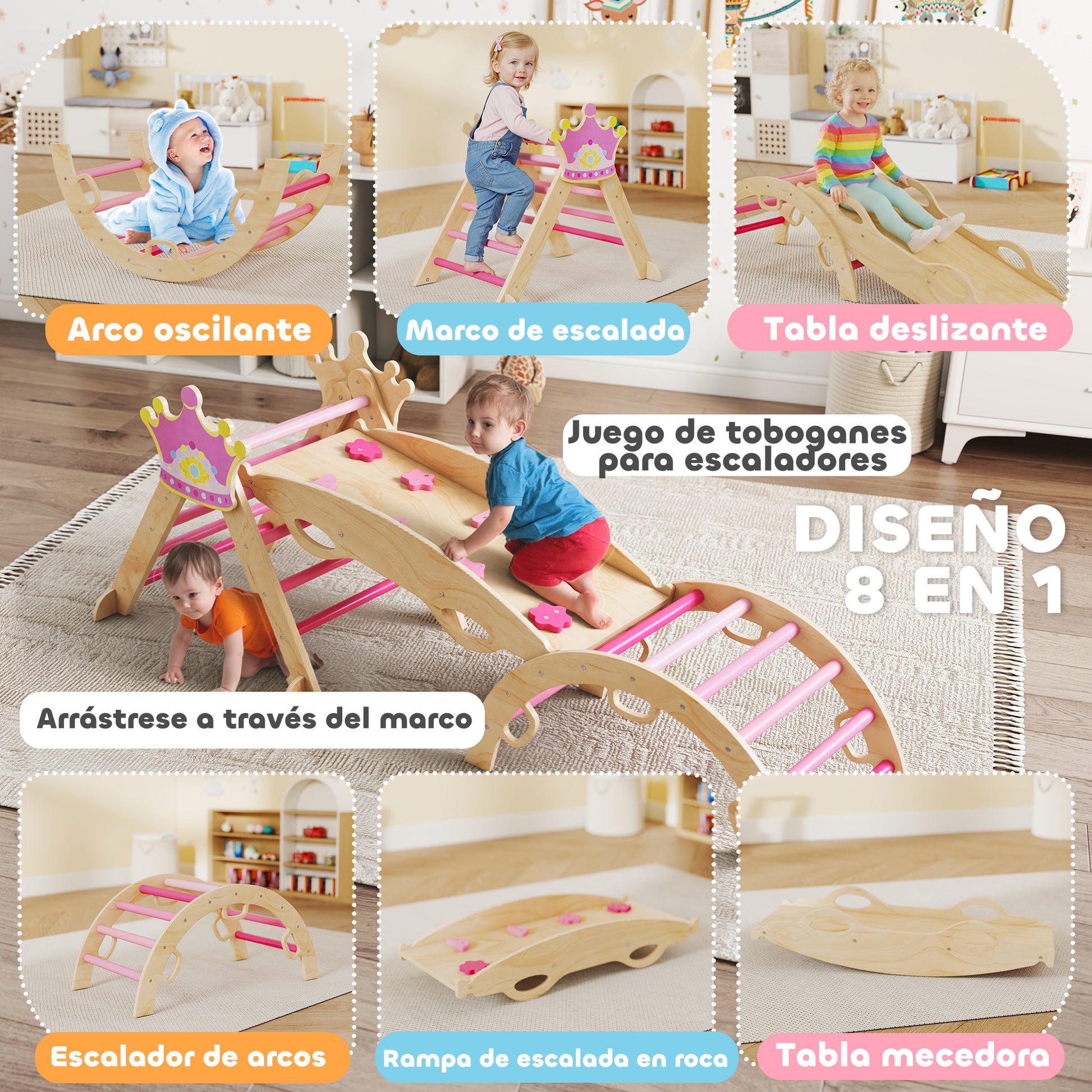 Aiyaplay 8 En 1 Triángulo De Escalada De Madera_3