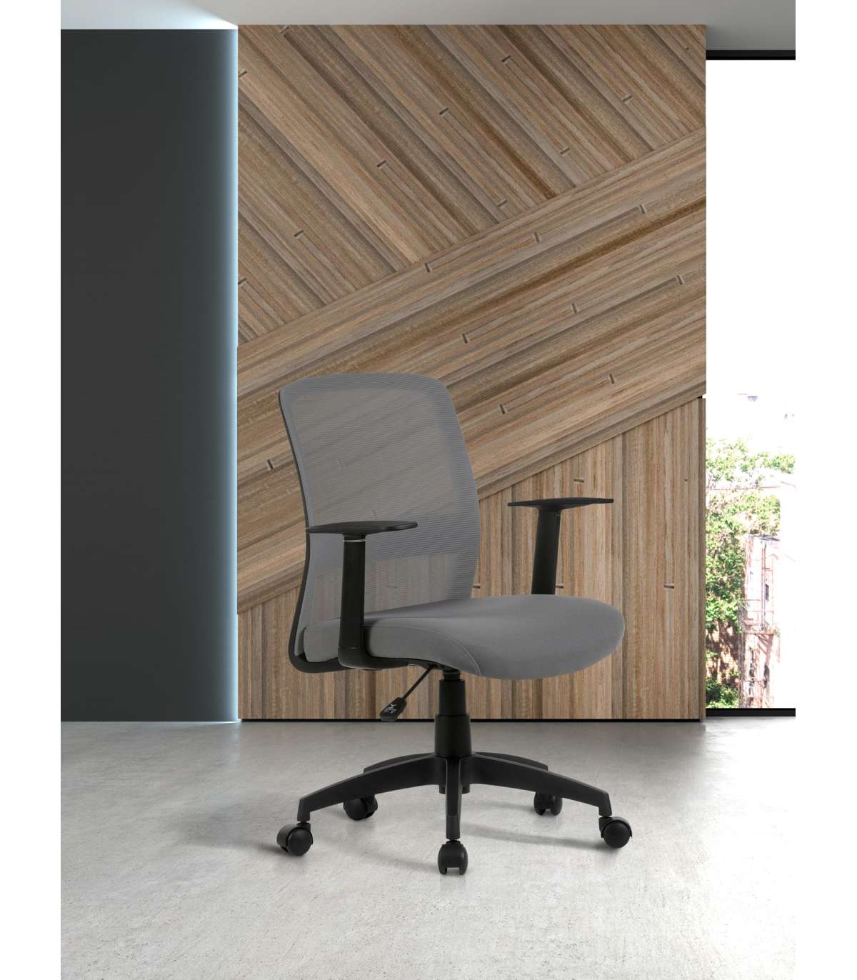 Silla Despacho Giratoria Elevable Acabado Gris, 61m(ancho) 87/94cm(altura) 59cm(fondo)_4