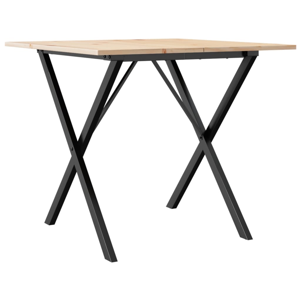 Mesa De Comedor Marco X Madera Maciza Pino Y Acero 90x90x75 Cm_0