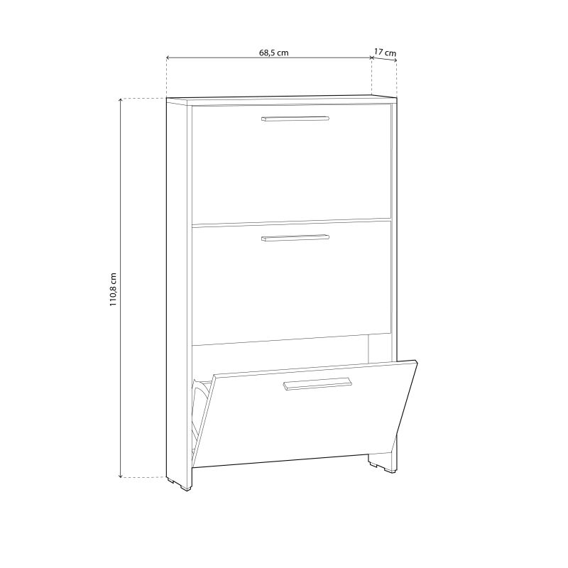 Zapatero Home 3 Puertas Melamina, Blanco, 68,5 X 110,8 X 17_5