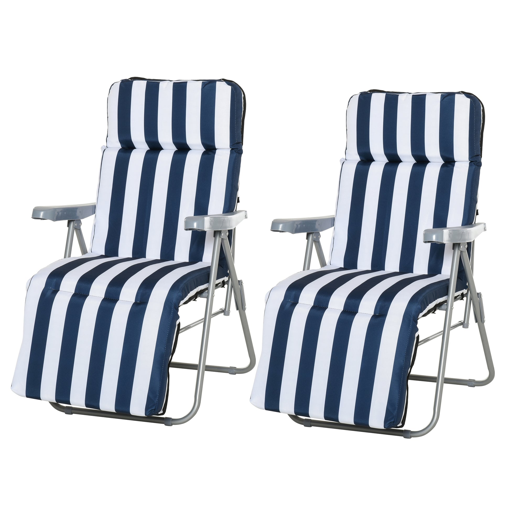 Outsunny 2 Tumbonas Plegables Con Respaldo Ajustable 60x75x66-102 Cm Azul_0