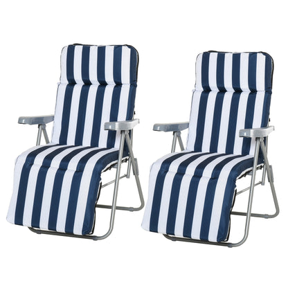 Outsunny 2 Tumbonas Plegables Con Respaldo Ajustable 60x75x66-102 Cm Azul_0