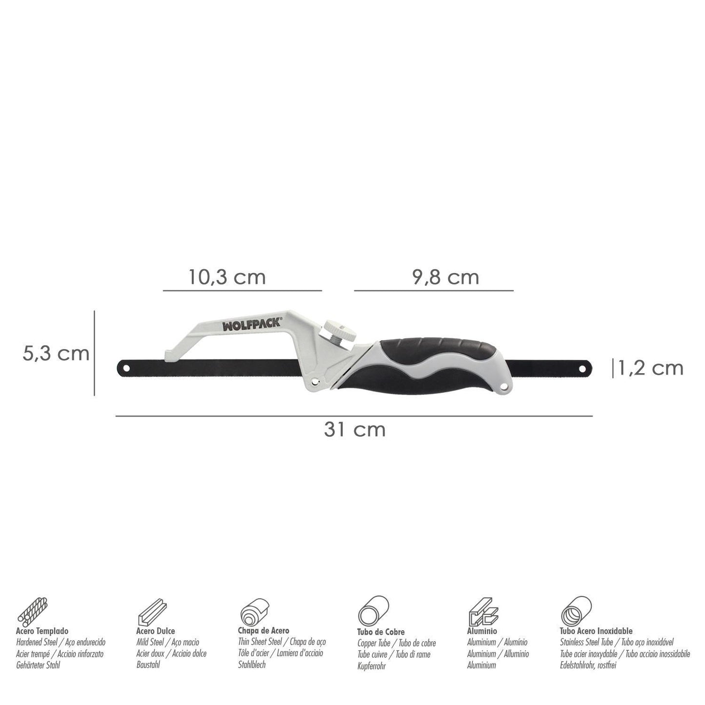 Mini Sierra Empuñadura Aluminio Con Hoja 300 Mm. Ajustable, Hoja Corte Hss, Serrucho, Segueta, Segueta, Mini Arco Sierra
