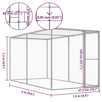 Vidaxl Jaula Para Gatos Acero Galvanizado 3x1,5x1,5 M_2