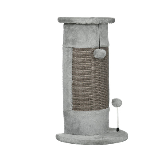 Pawhut Poste Rascador Para Gatos 58 Cm Con Bolas Colgantes 34x25,5x58 Cm Gris_0