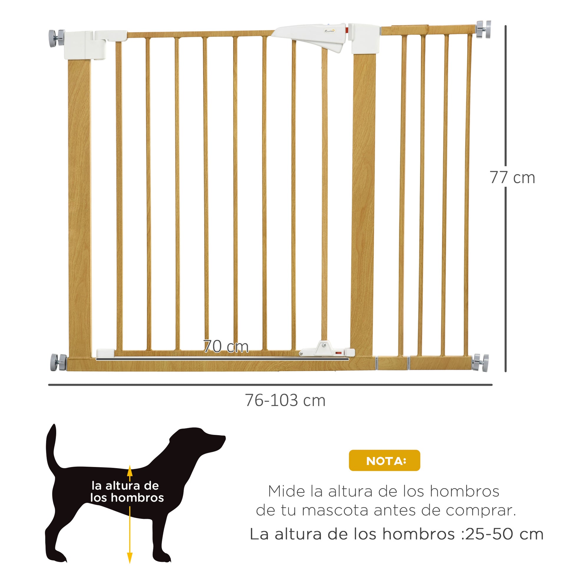 Pawhut Barrera De Seguridad Para Perros 77-103 Cm 2 Extensiones Mango Luminoso_2