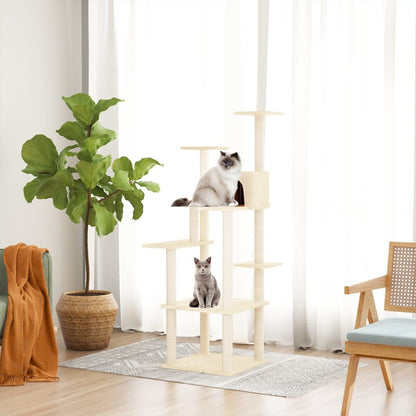 Vidaxl Rascador Para Gatos Con Postes De Sisal Crema 153 Cm_1