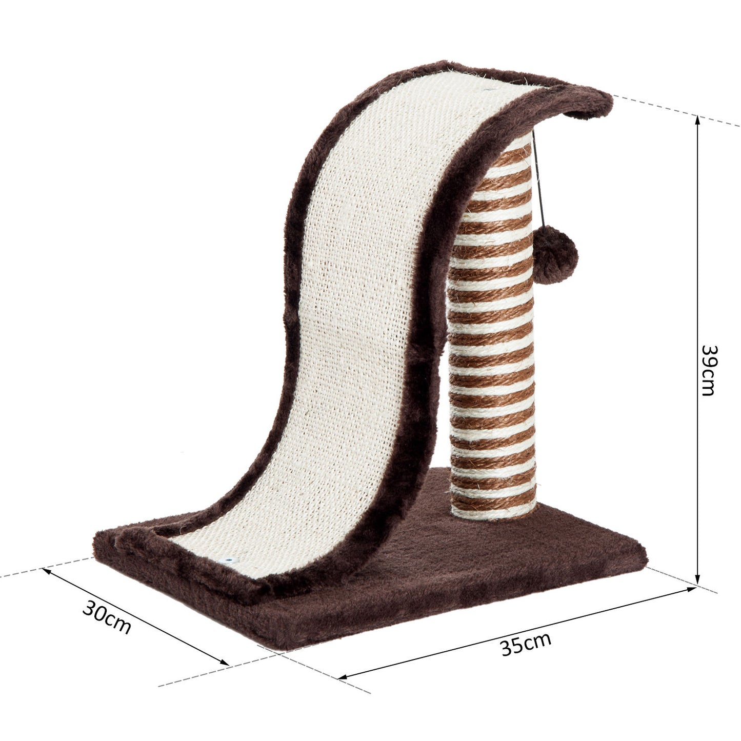Pawhut Rascador Árbol Para Gatos De Sisal Para Jugar Y Arañar Marrón Crema_2