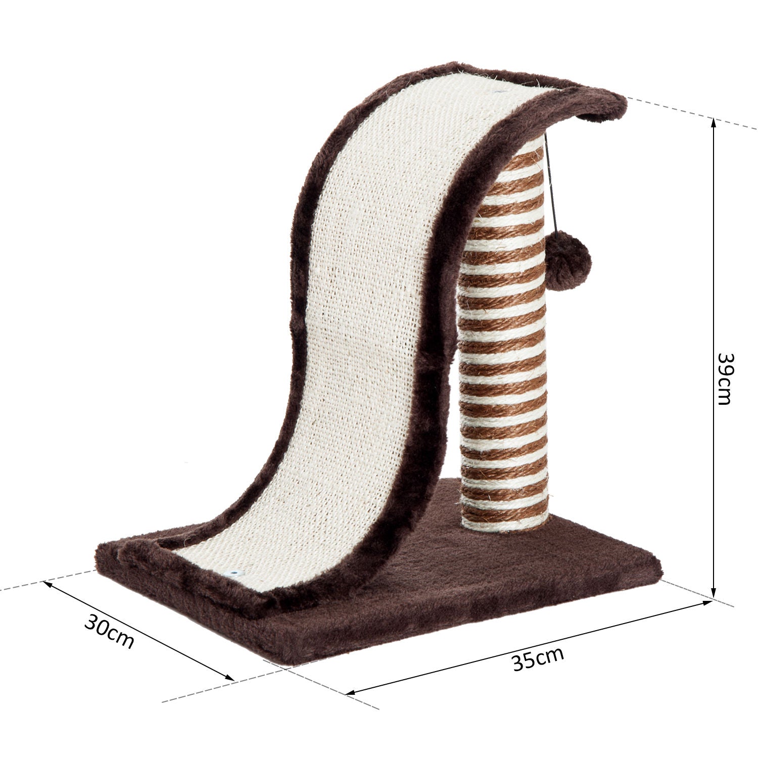 Pawhut Rascador Árbol Para Gatos De Sisal Para Jugar Y Arañar Marrón Crema_2