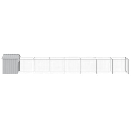 Vidaxl Caseta Perros Tejado Acero Galvanizado Gris Claro 117x813x123cm_3