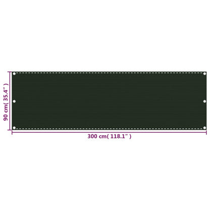 Vidaxl Toldo Para Balcón Hdpe Verde Oscuro 90x300 Cm_2