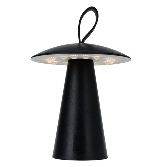 Well Home Lampara Sobremesa Recargable Negra Ø15x17cm_0