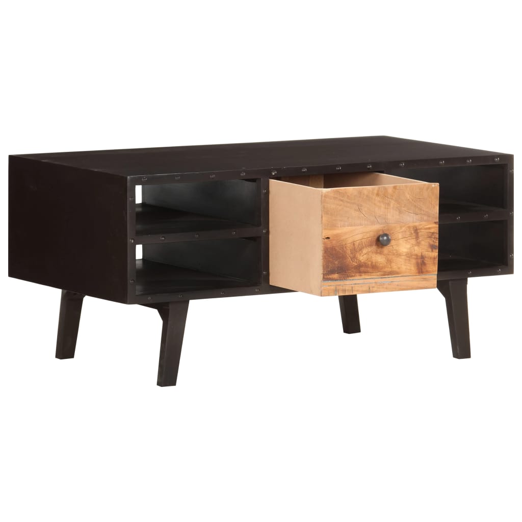 Mesa De Centro De Madera Maciza Reciclada 100x50x45 Cm_1