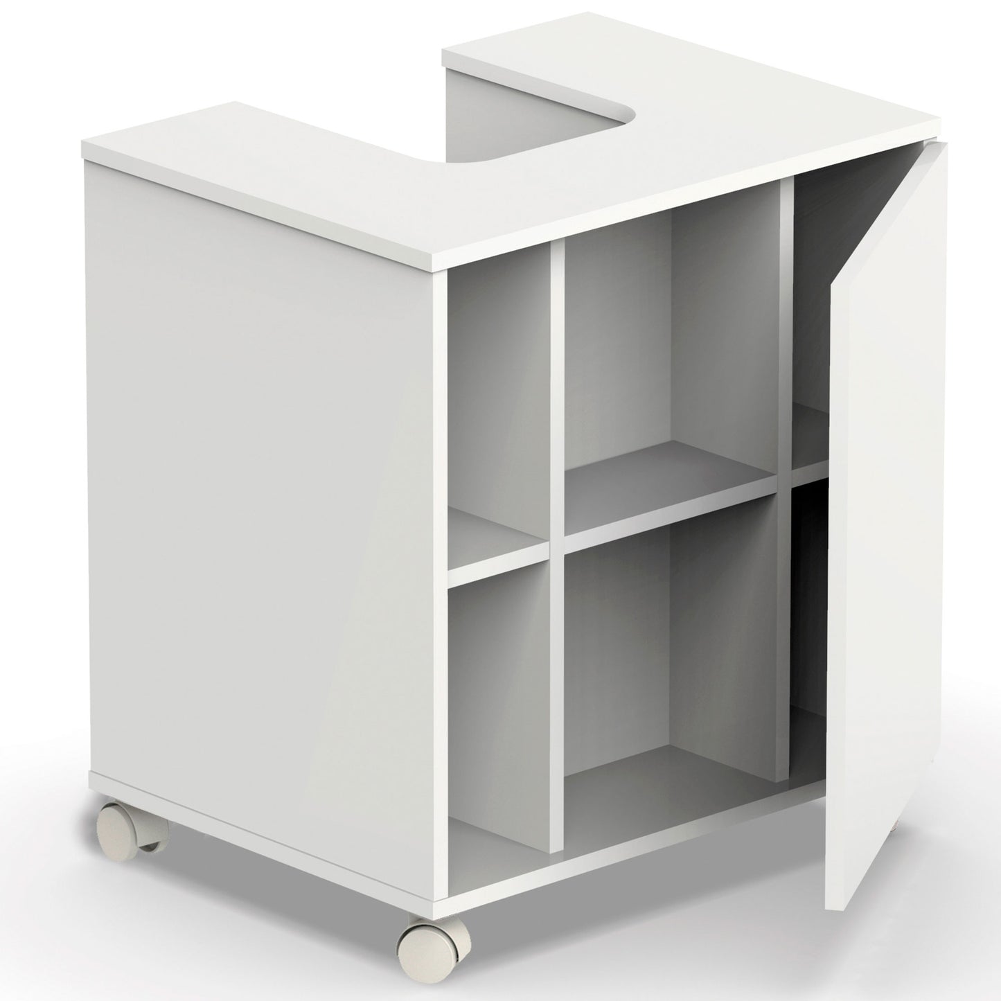 Mueble Baño Bajo Lavabo Pie Armario Auxiliar Para Lavabos Con /sin Pedestal 64x59x45 Almacenaje, Briebe, Esencia, Blanco_2