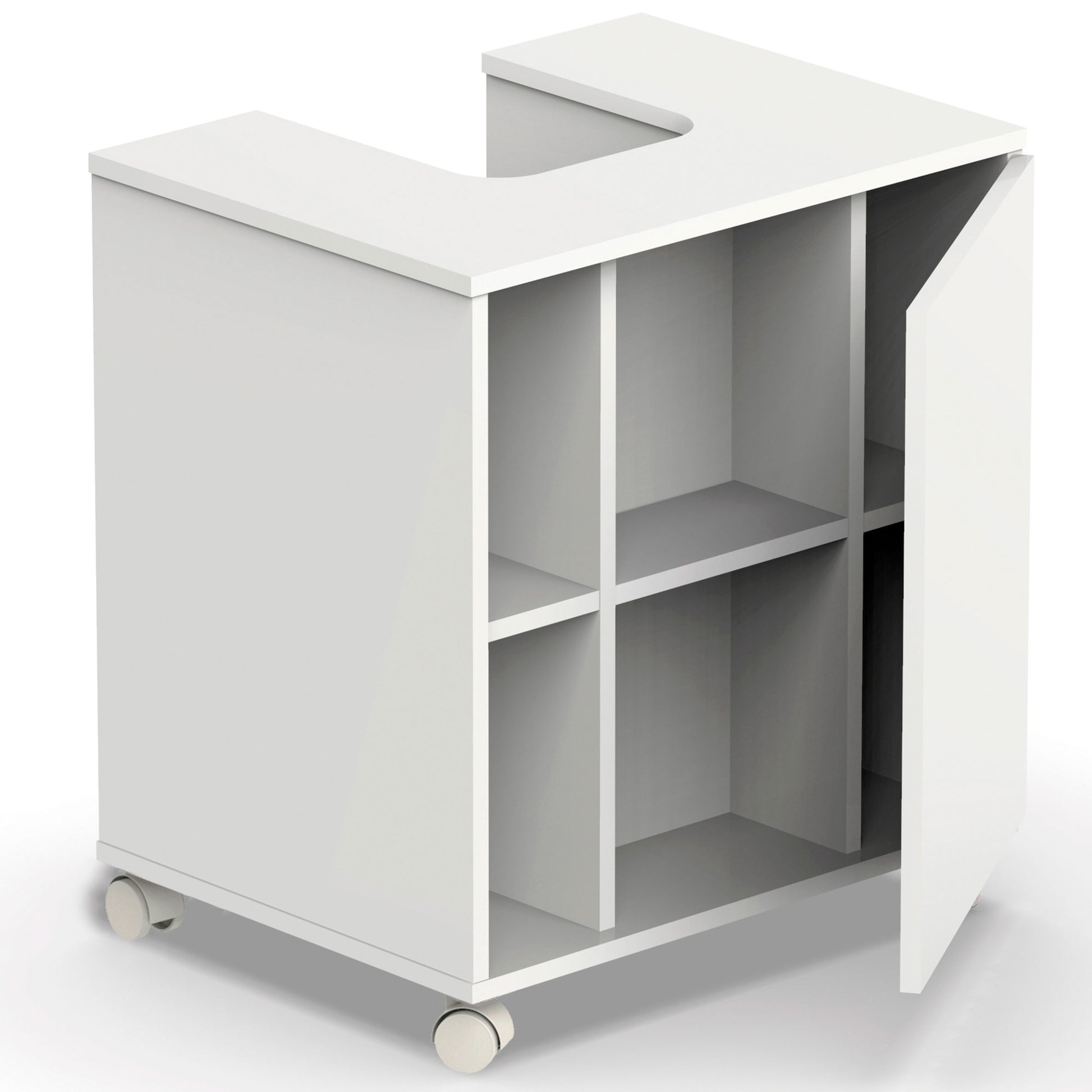 Mueble Baño Bajo Lavabo Pie Armario Auxiliar Para Lavabos Con /sin Pedestal 64x59x45 Almacenaje, Briebe, Esencia, Blanco_2