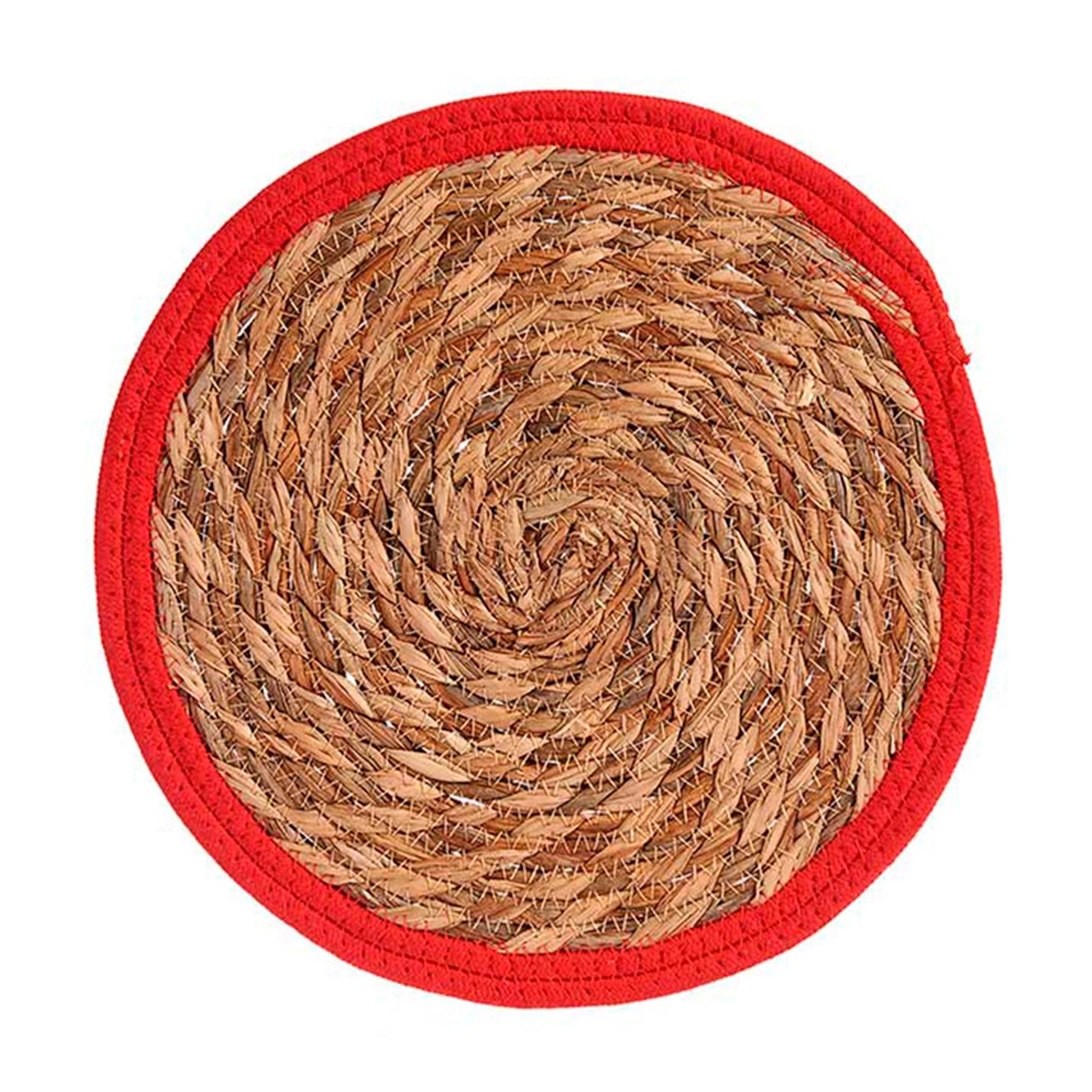 Tapete Natural Borde Rojo 30cm Colección Kinvara_2