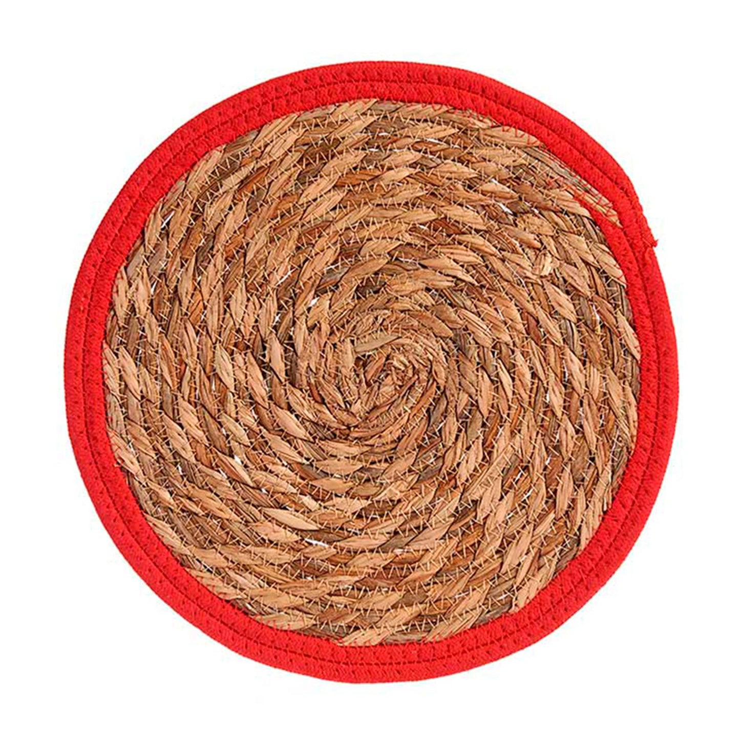 Tapete Natural Borde Rojo 30cm Colección Kinvara