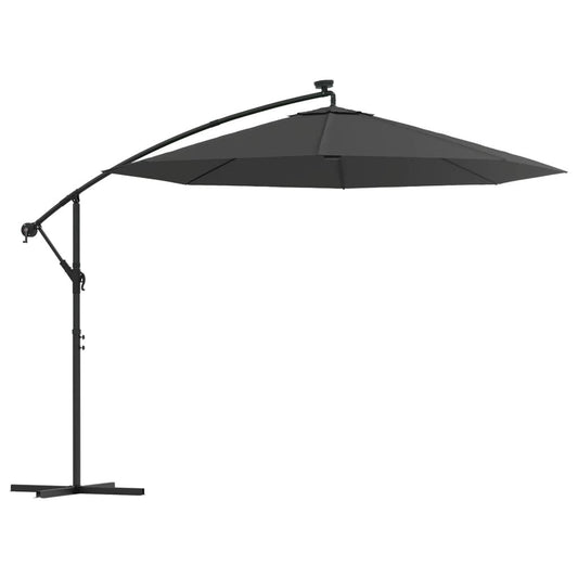 Vidaxl Sombrilla Voladiza Con Luces Led Y Poste Acero Antracita 300 Cm_0