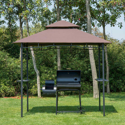 Outsunny Pabellón De Jardín Con Doble Techo 245x148 Cm 2 Estantes_1