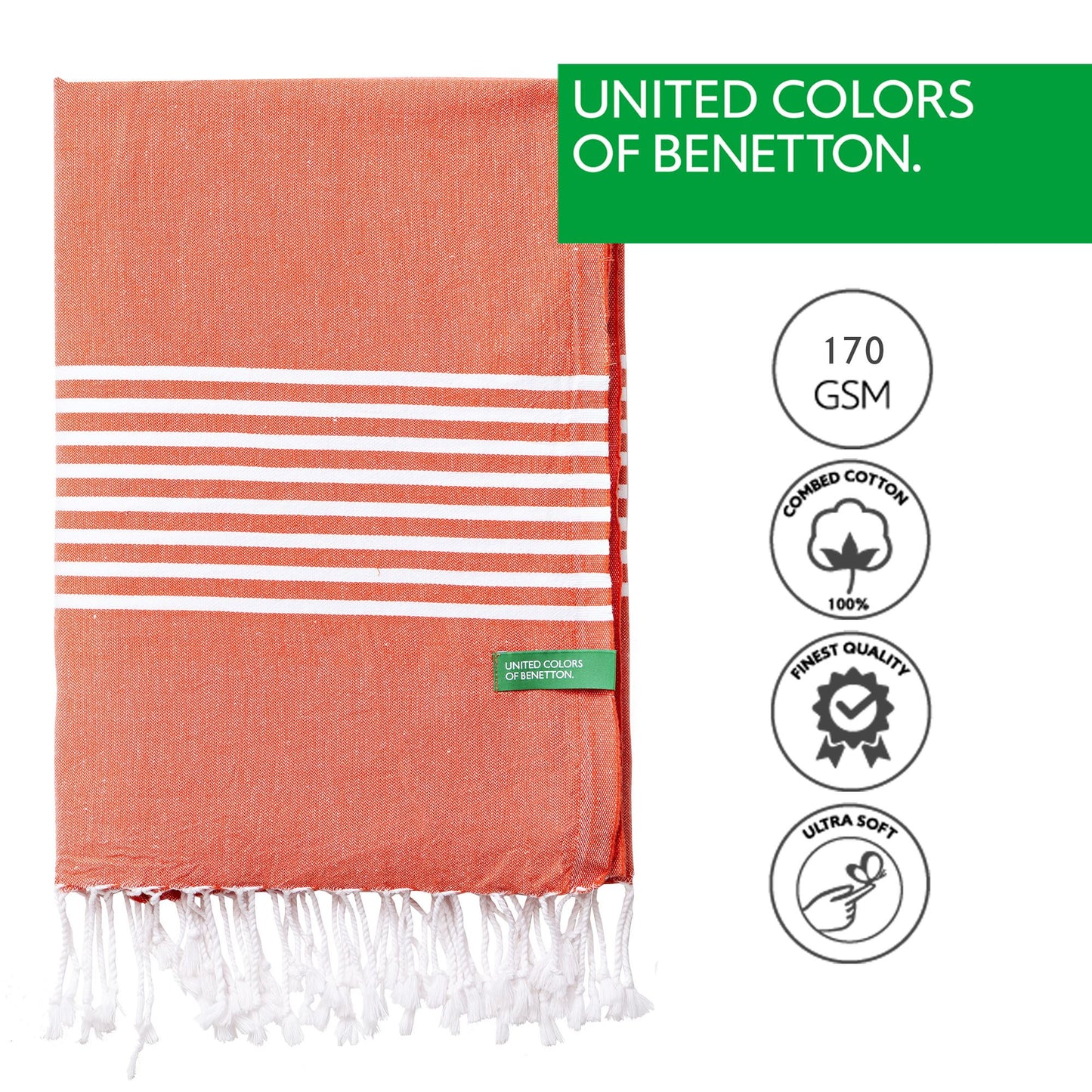 Set 2 Toallas Benetton Hamman 80x165cm 170gsm 100%algodon Rojo Casa Benetton
