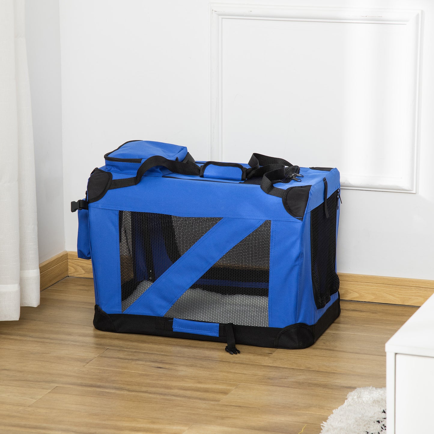Pawhut Transportin Tubo Acero 3 Entradas + Asa Y Correa Hombro Acolchado Perros_4