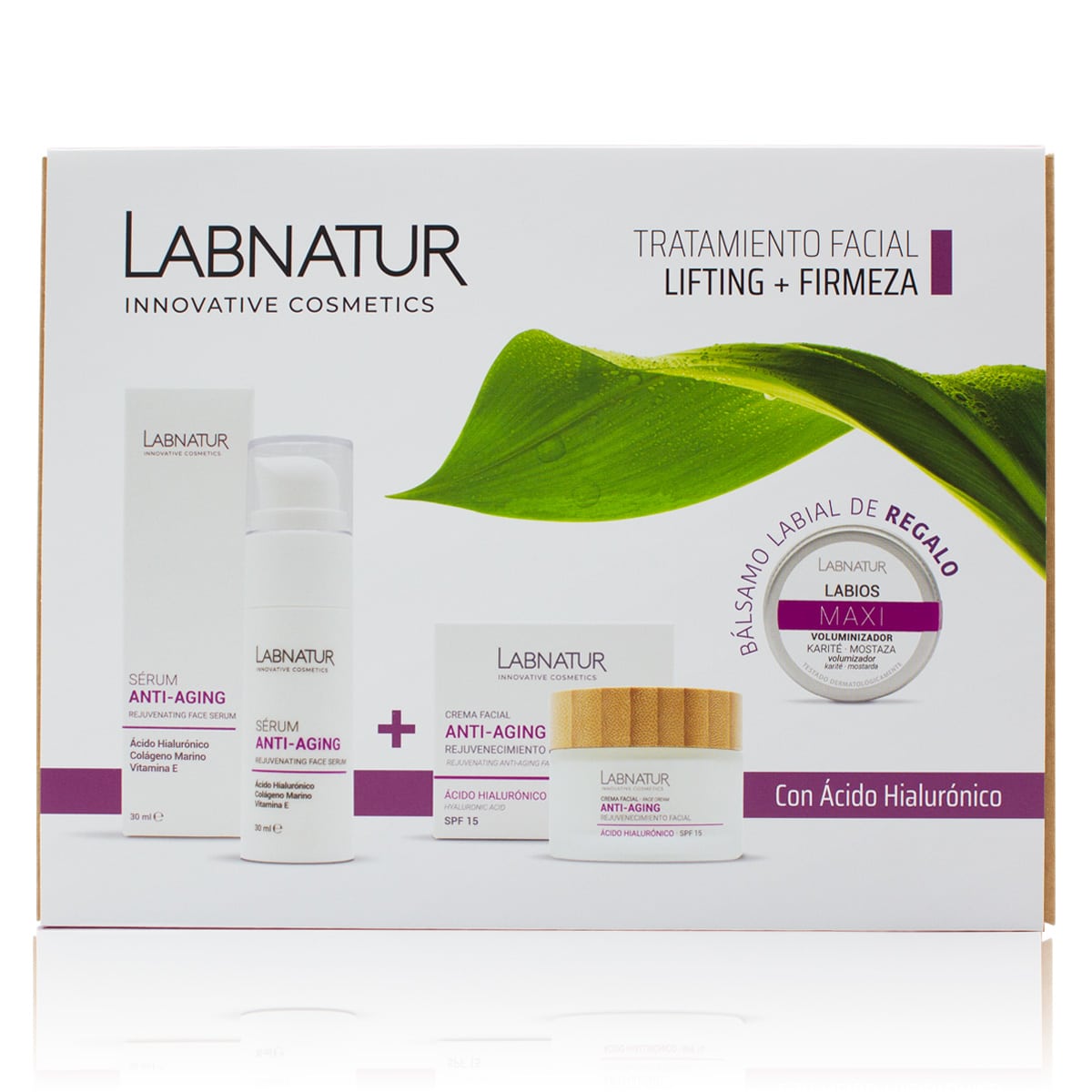 Pack Lifting + Firmeza Labnatur | Sérum y Crema Facial Anti-Aging + Bálsamo Voluminizador de Regalo | Ácido Hialurónico_0