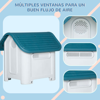 Pawhut Caseta Para Perros Mini Uso Interior Exterior 59x75x66 Cm Azul_4