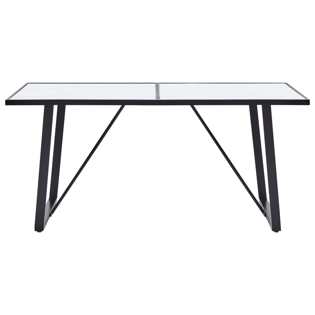 Mesa De Comedor De Vidrio Templado Blanco 160x80x75 Cm_0