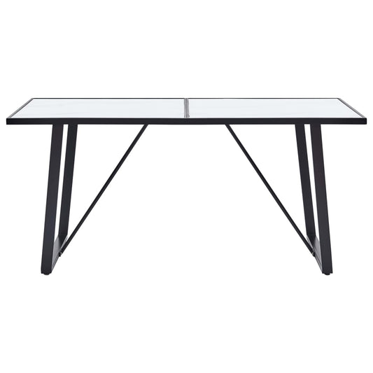 Mesa De Comedor De Vidrio Templado Blanco 160x80x75 Cm_0