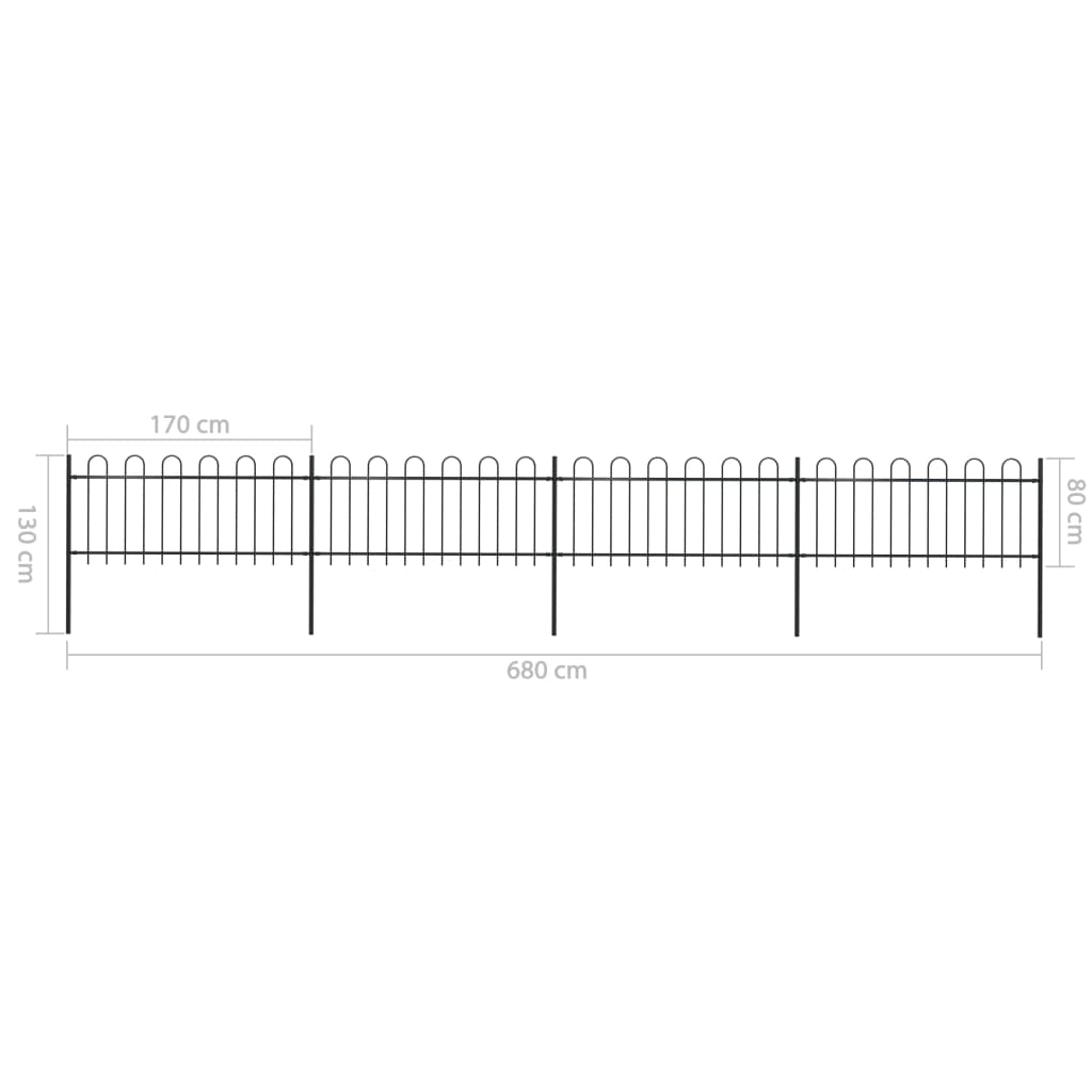 Valla De Jardín Con Puntas De Aro Acero Negro 6,8x0,8 M / Vetonek_2
