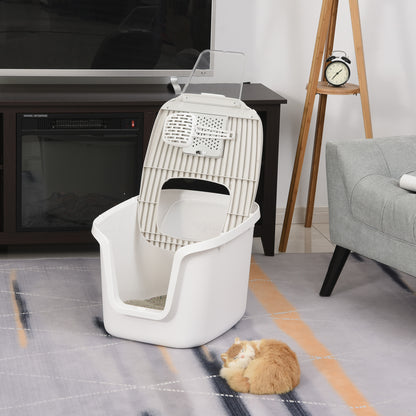 Pawhut Caja De Arena Para Gatos Doble Puerta Arenero Caja Desodorizante Pala_1