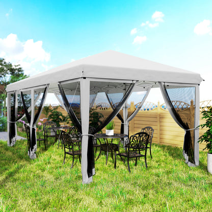 Outsunny Carpa Plegable 6x3 M Con 6 Paredes Laterales De Malla Anti-uv Crema_4